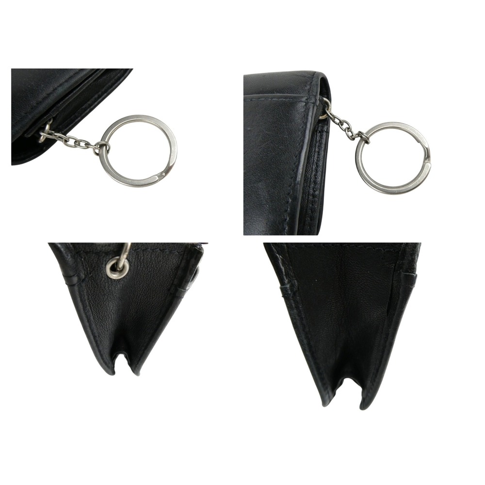 Coach Black Leather Small Bifold Card Wallet w/ Keychain - Picture 10 of 13